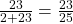 \frac{23}{2+23}=\frac{23}{25}