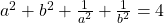 a^{2}+b^{2}+\frac{1}{a^{2}}+\frac{1}{b^{2}}=4