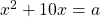 x^{2}+10x =a